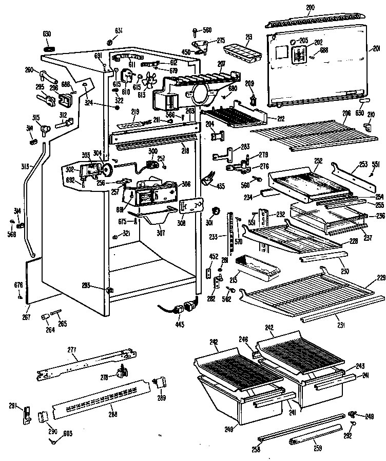 GE TBX18BHCR cabinet diagram
