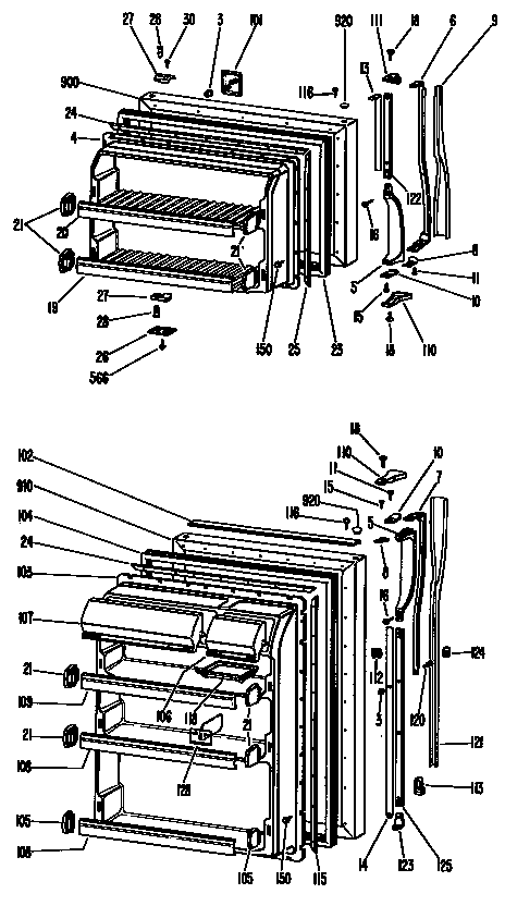 GE TBX18ZHCR doors diagram