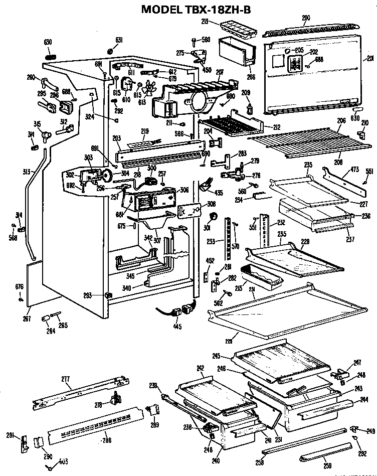 GE TBX18ZHCR cabinet diagram