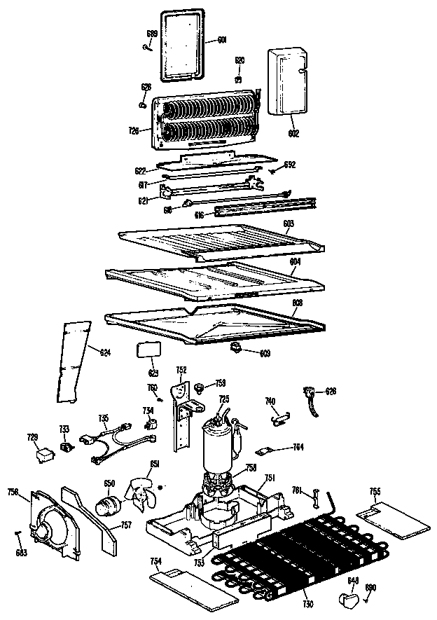 GE TBX18ZHCR shelves diagram