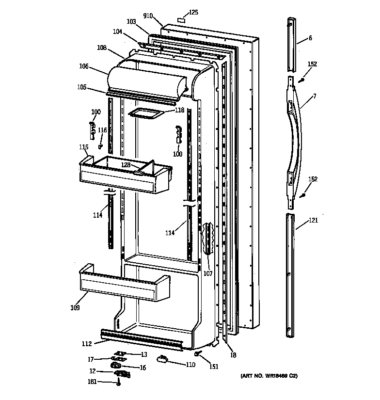 Kenmore 36348252894 fresh food door diagram