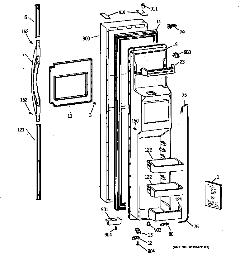 Kenmore 36358895894 freezer door diagram