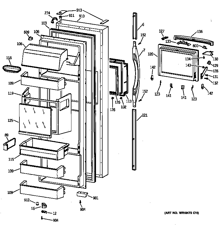 Kenmore 36358895894 fresh food door diagram