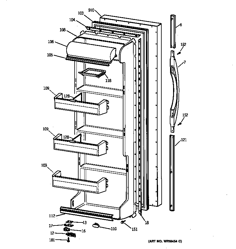 Kenmore 36358067894 fresh food door diagram