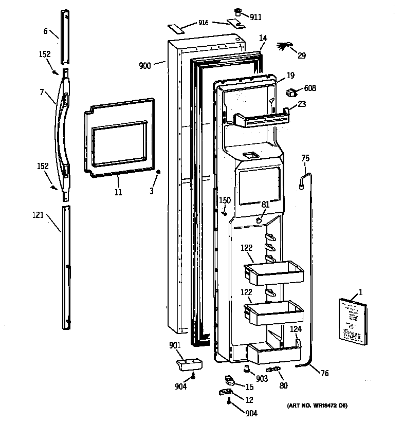 Kenmore 36358075894 freezer door diagram
