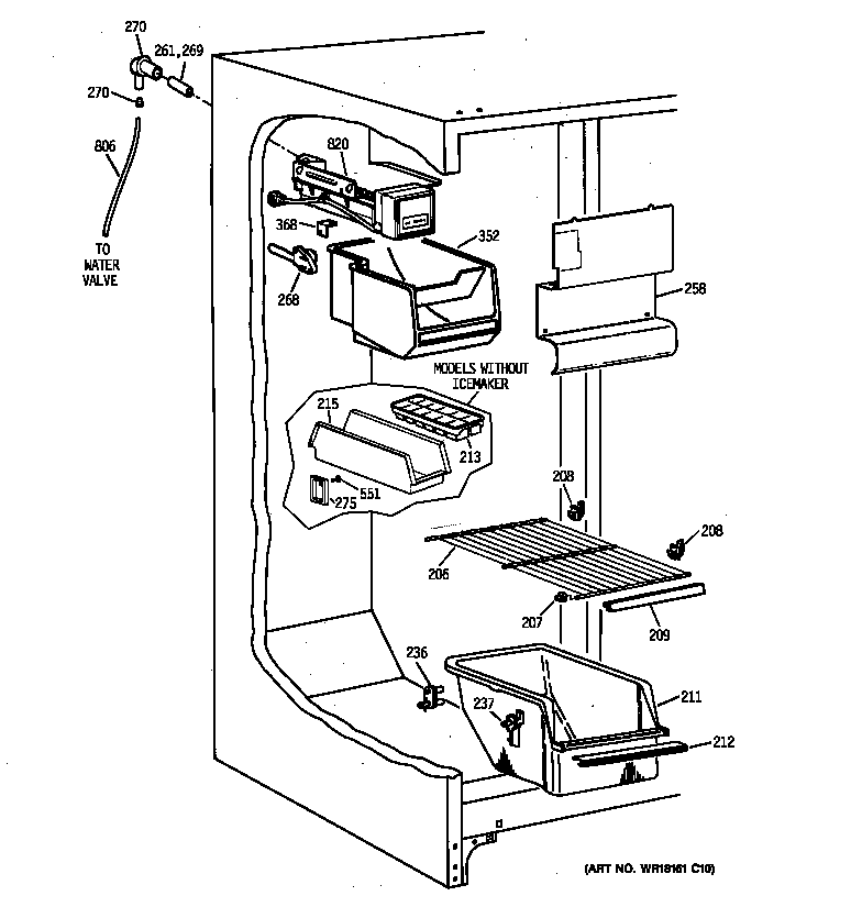 Kenmore 36358042894 freezer section diagram