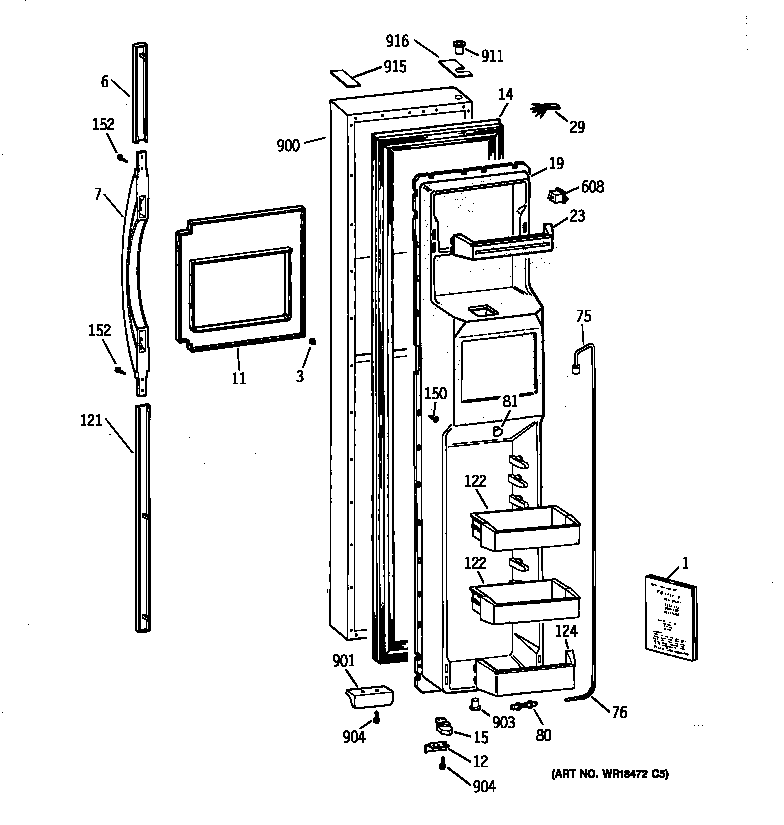 Kenmore 36358475892 freezer door diagram