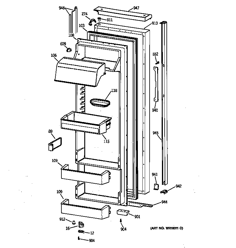 Kenmore 36358482891 fresh food door diagram