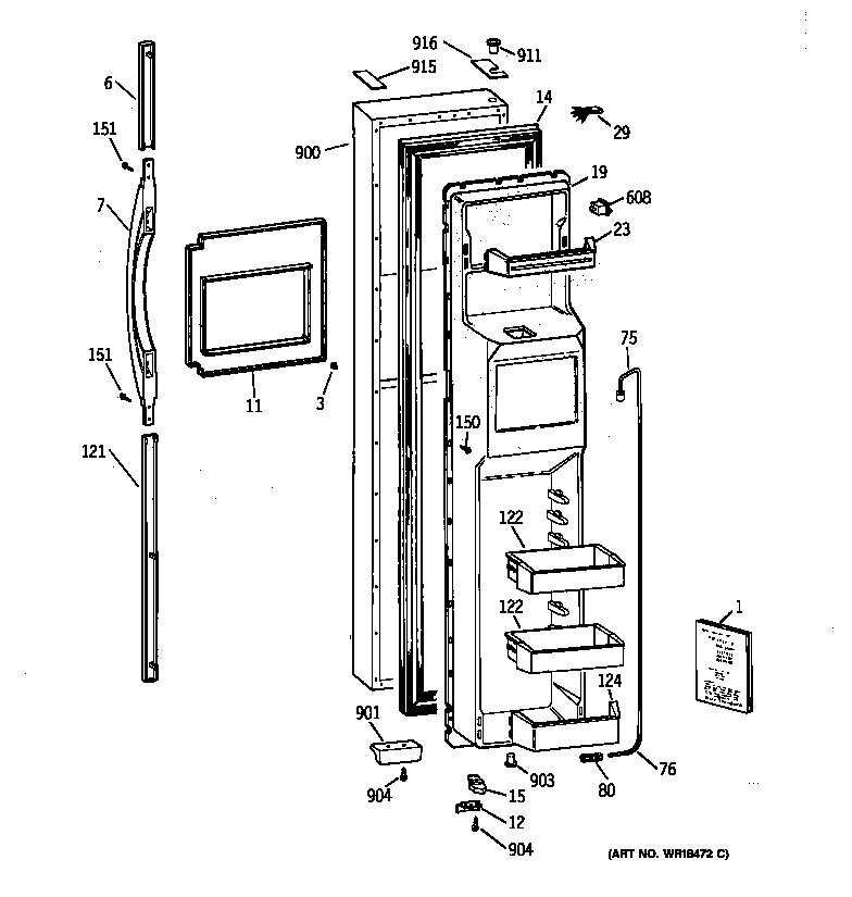 Kenmore 36358477891 freezer door diagram