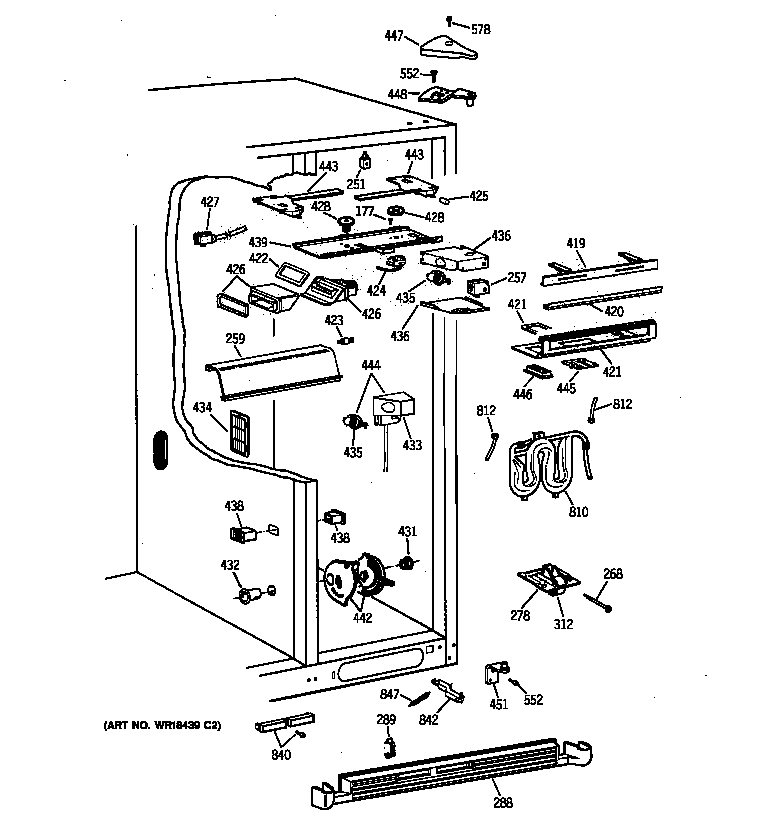 GE MSK28DHBCWW fresh food section diagram