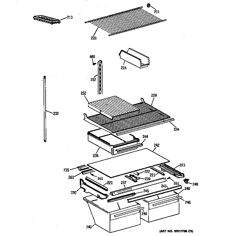 GE MTX21EABRRWW shelf parts diagram
