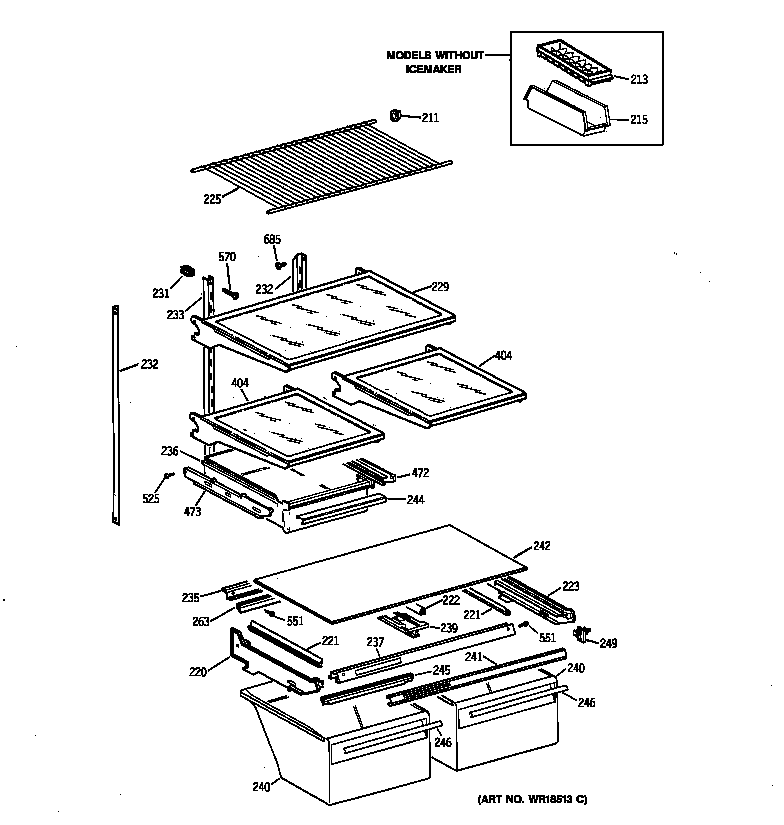 GE MTX18DABRRAA shelf parts diagram
