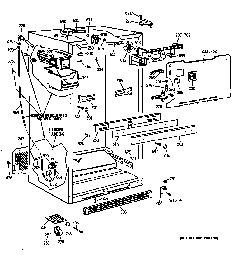GE MTX18DIBRRAA cabinet diagram