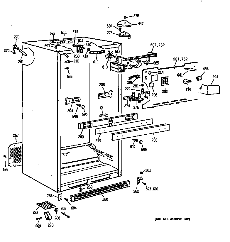 GE TBT25PABTRWW cabinet diagram