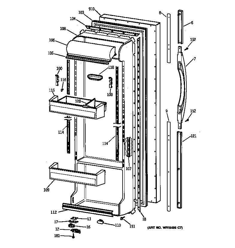 GE TFZ22PRBCBB fresh food door diagram
