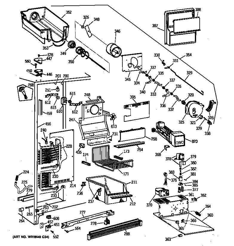 GE TFZ22PRBCBB freezer section diagram