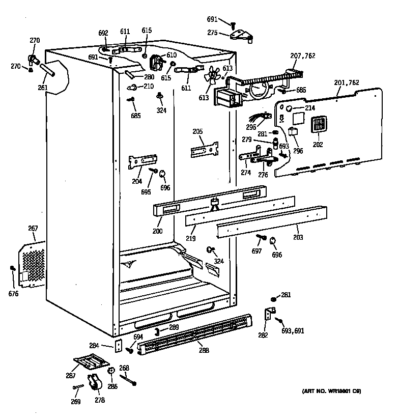 GE TBT18JABTRAA cabinet diagram
