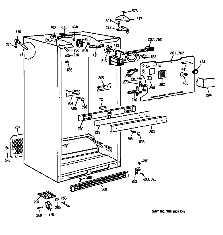 GE TBX19PABRRWW cabinet diagram
