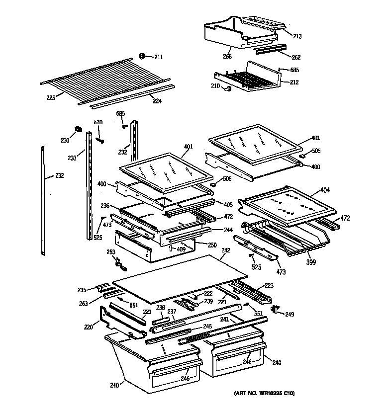 GE TBX19PABRRWW shelf parts diagram