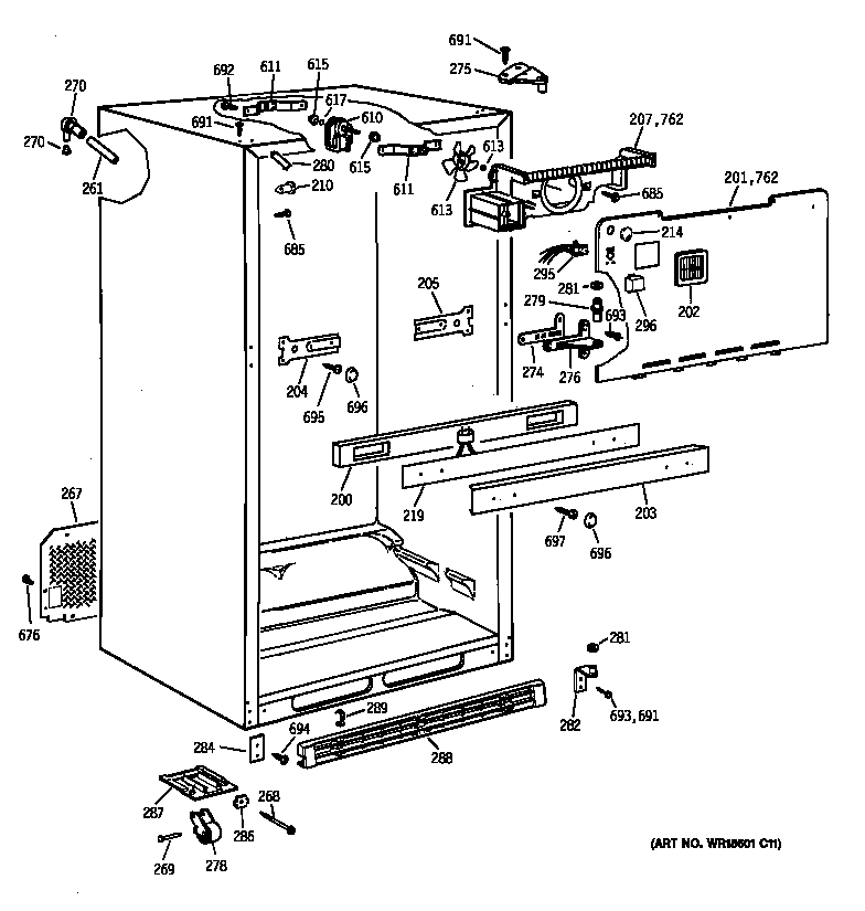 GE TBT24JABTRWW cabinet diagram