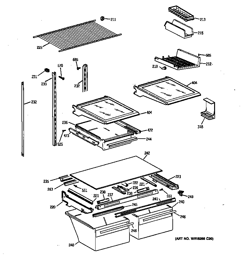 GE TBH19ZABTRAA shelf parts diagram
