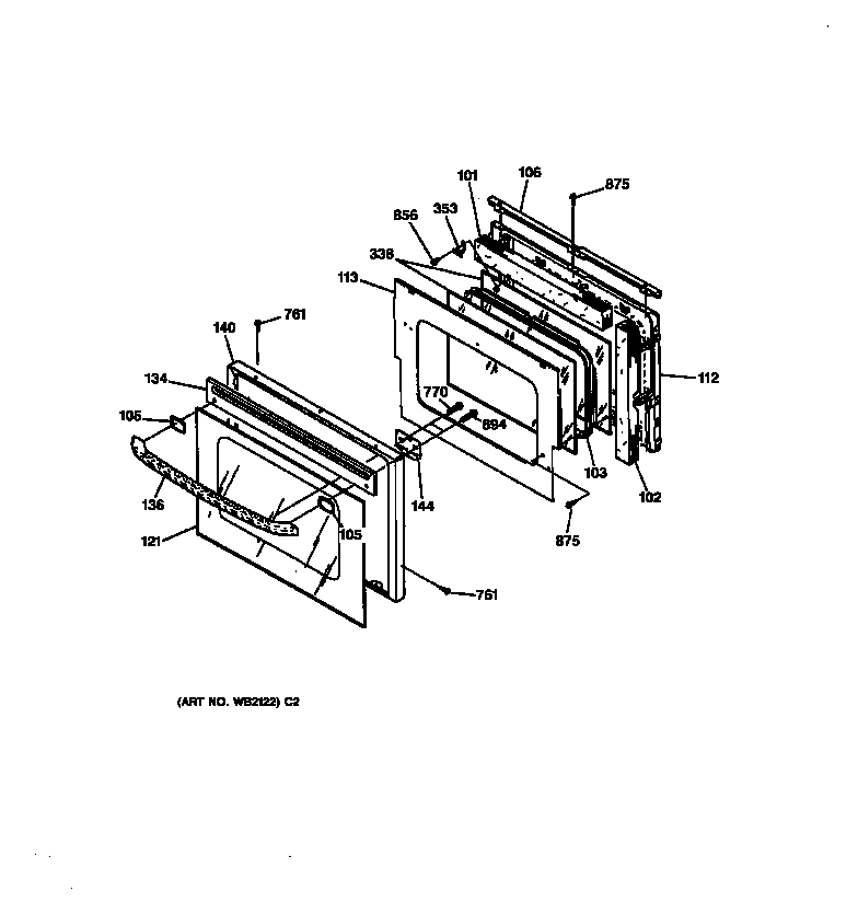 GE JCKS05BA1BB door diagram