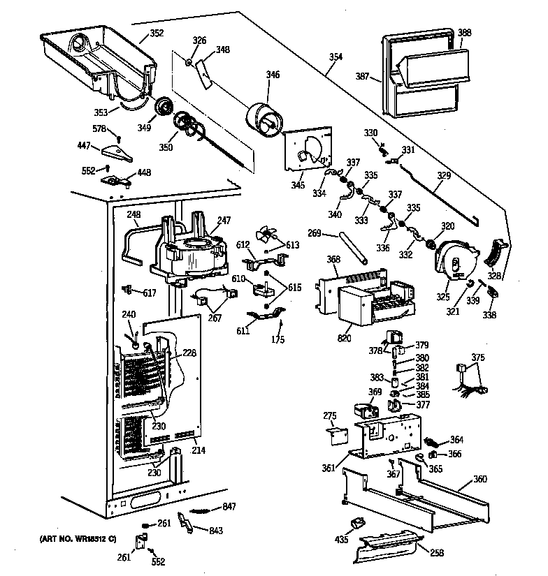GE TFX28PPCBBB freezer section diagram