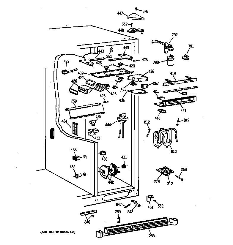 GE TFX28PPCBBB fresh food section diagram