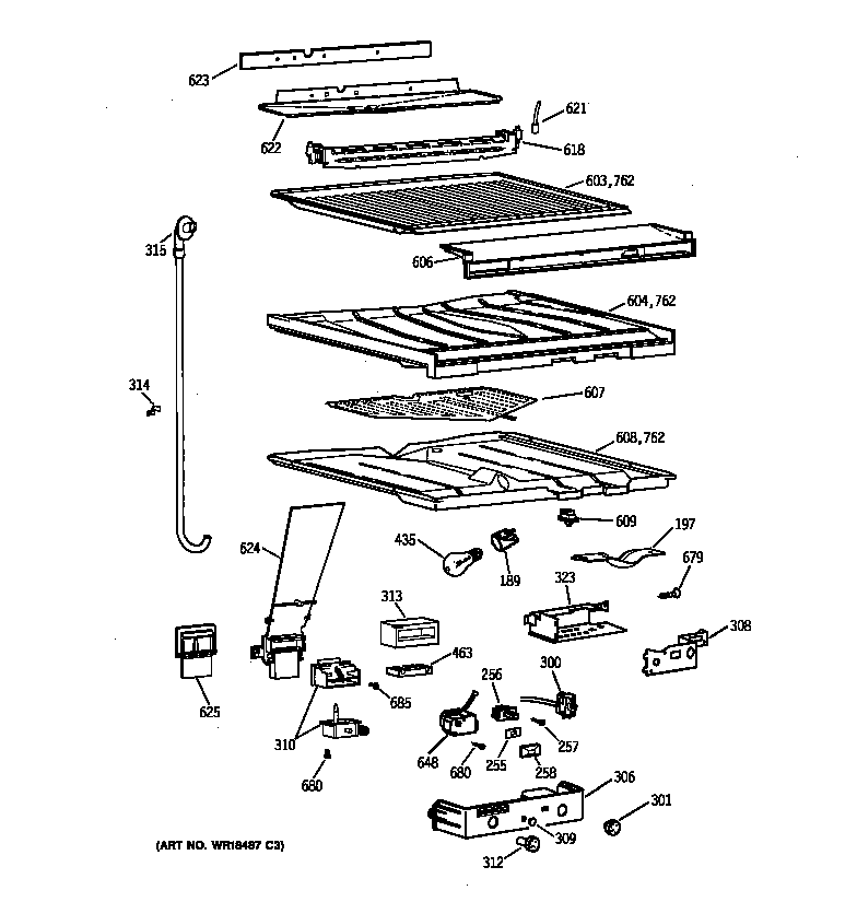 GE TBG22PABURWW separator compartment parts diagram