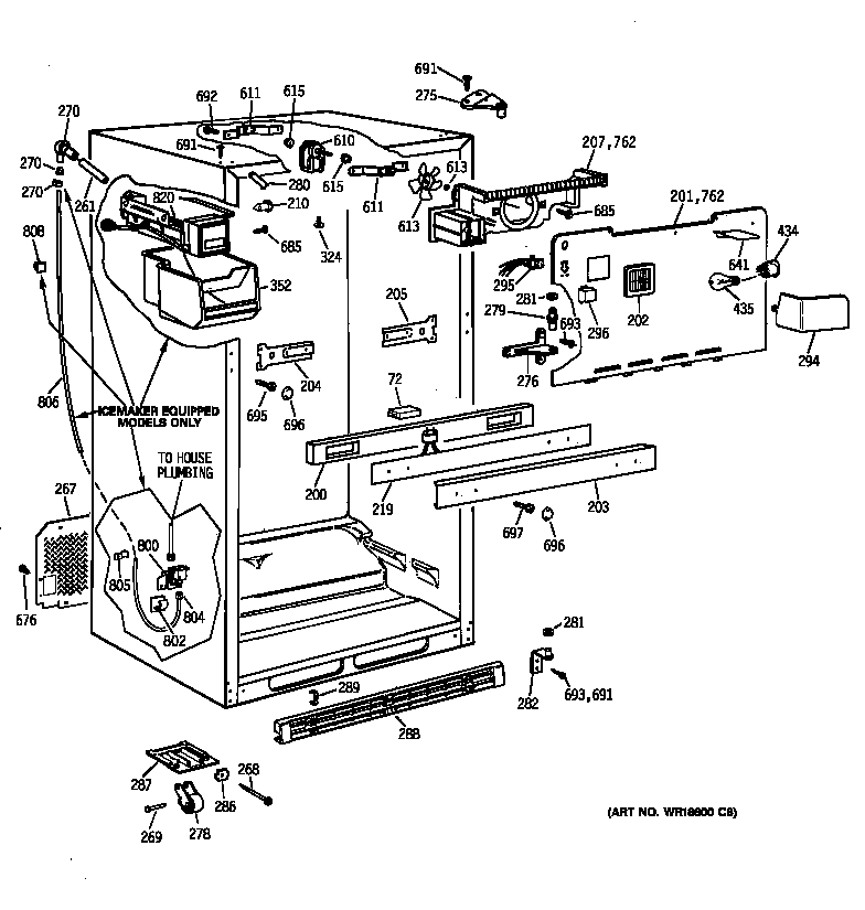 GE TBX22ZIBRRAA cabinet parts diagram