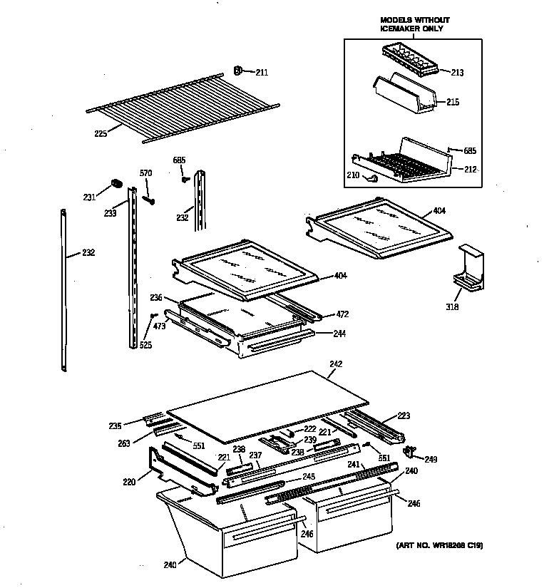 GE TBX22ZIBRRAA shelf parts diagram