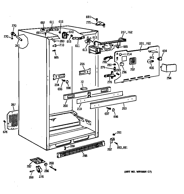 GE TBX22VABRRAA cabinet parts diagram