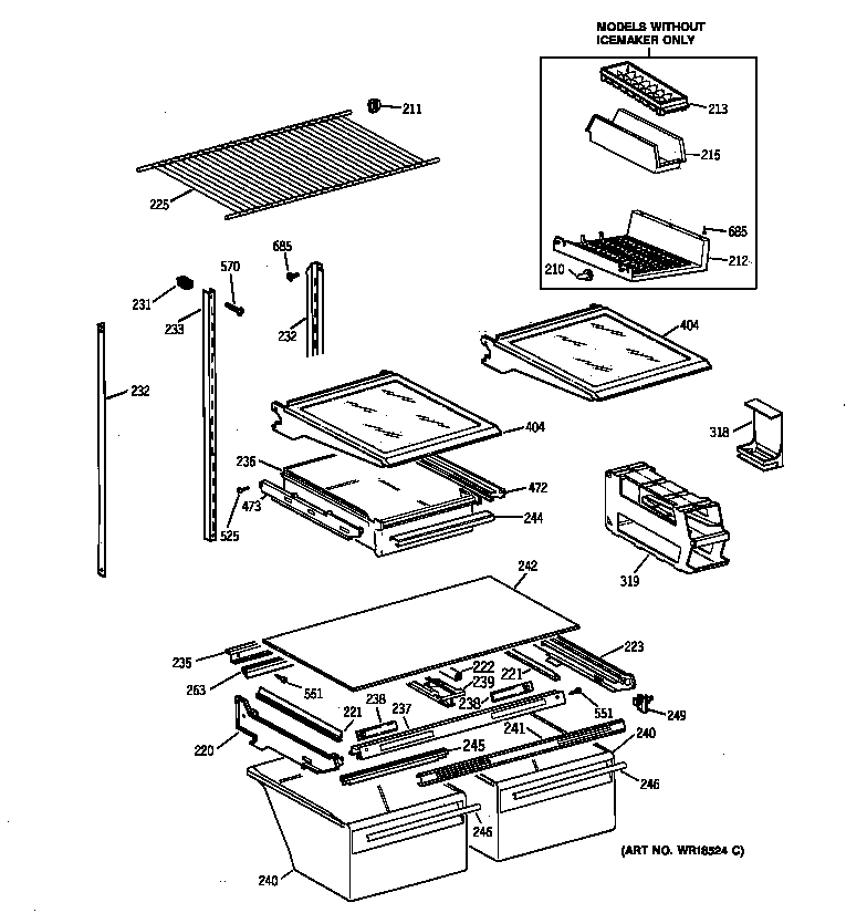 GE TBX22VABRRAA shelf parts diagram