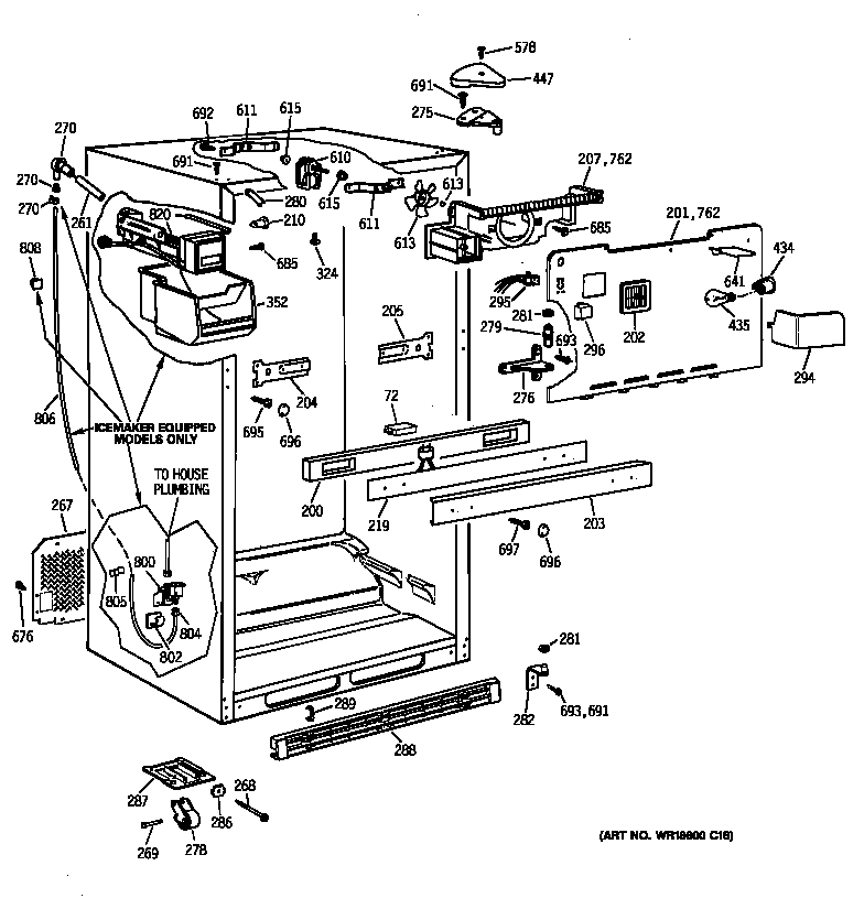 GE TBX22PIBRRBB cabinet parts diagram