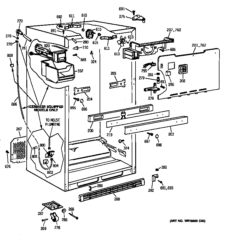 GE TBX21NIXURAA cabinet diagram