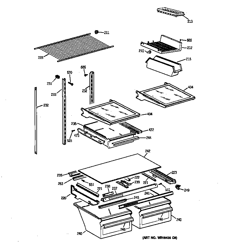 GE TBH18JABVRWW shelf parts diagram