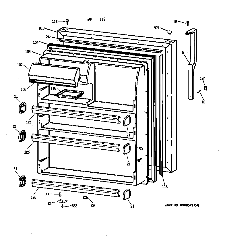 GE TBX21IABRRAA fresh food door diagram