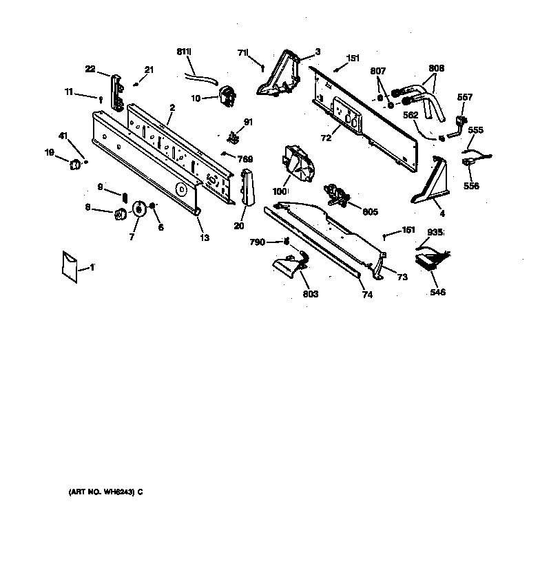 Hotpoint VBXR1060T4WB controls & backsplash diagram
