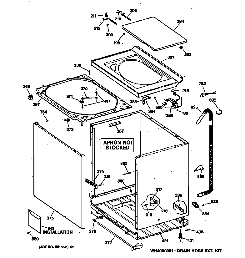 Hotpoint VBXR1060T4WB cabinet, cover & front panel diagram