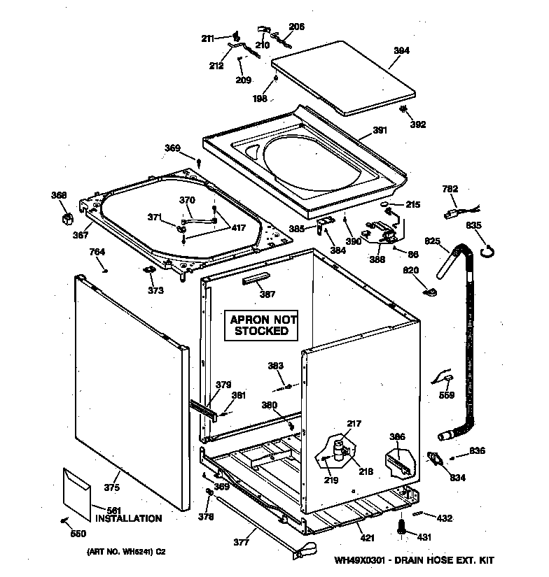 Hotpoint VBXR2070T5WB cabinet, cover & front panel diagram
