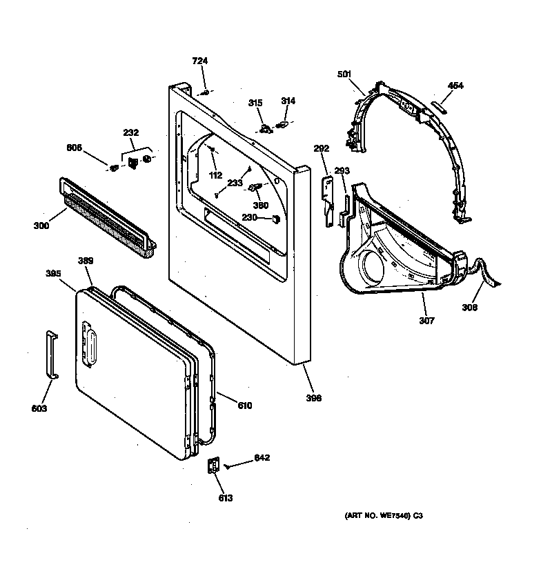 Hotpoint NJLR473ET0WW front panel & door diagram