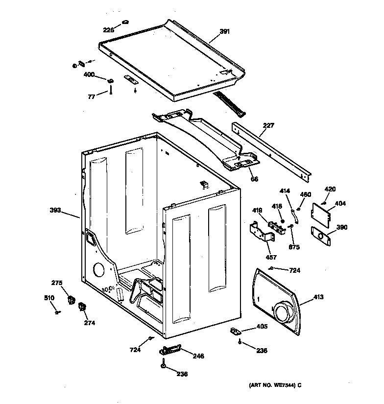 Hotpoint NJLR473ET0WW cabinet diagram