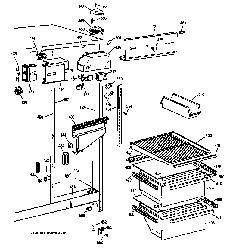 Hotpoint CSX20BIYDAD fresh food section diagram