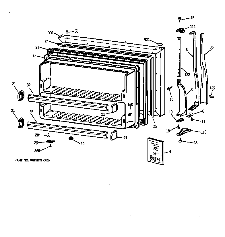 Hotpoint CTK24GAXGRWW freezer door diagram
