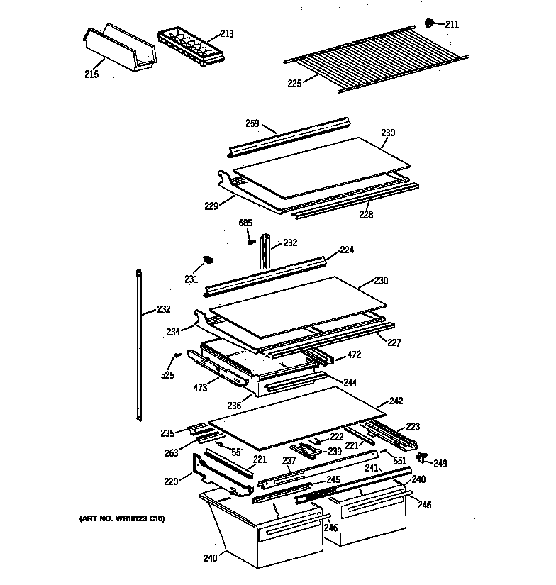Hotpoint CTK24GAXGRWW shelf parts diagram