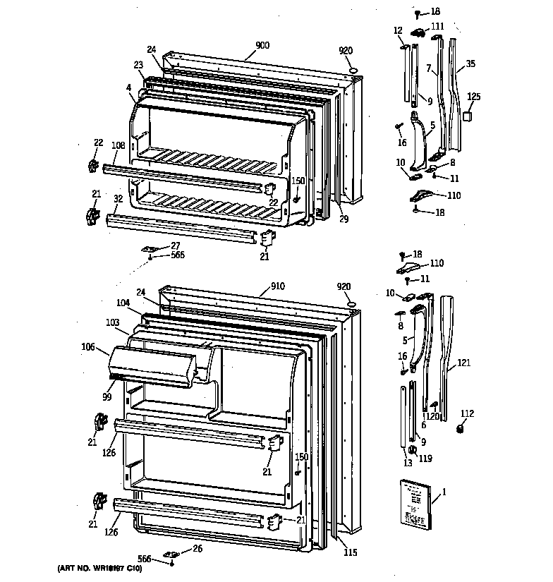 Hotpoint CTX17BAZDRAD doors diagram