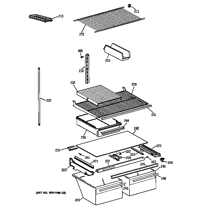 Hotpoint CTX21EAXJRWH shelf parts diagram