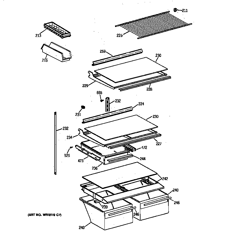 Hotpoint CTK18GAXSRWW shelf parts diagram