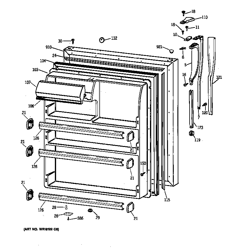 Hotpoint CTG21GAXKRWW fresh food door diagram