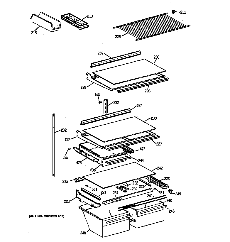 Hotpoint CTG21GAXKRWW shelf parts diagram